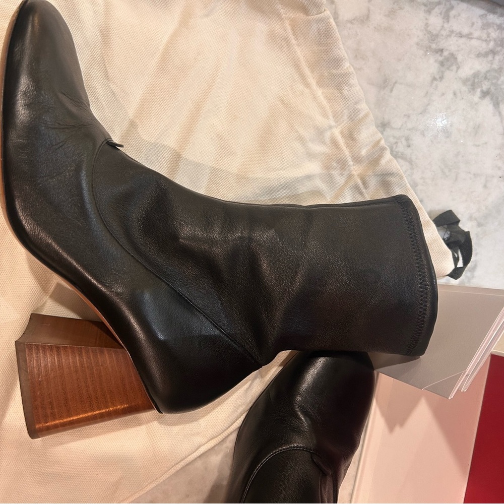 Celine Black and Brown Leather Heeled Boots - Picture 2 of 10